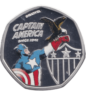 2021 SILVER PLATED 25 CENTS COOK ISLANDS MARVEL CAPTAIN AMERICA ( PROOF ) - WORLD COINS - Cambridgeshire Coins