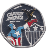2021 SILVER PLATED 25 CENTS COOK ISLANDS MARVEL CAPTAIN AMERICA ( PROOF ) - WORLD COINS - Cambridgeshire Coins