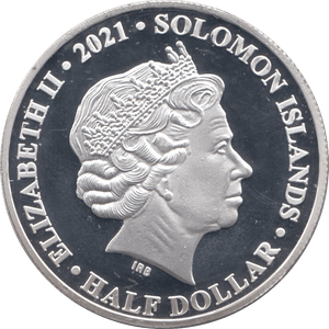 2021 SILVER PLATED HALF DOLLAR SOLOMON ISLANDS - SILVER WORLD COINS - Cambridgeshire Coins