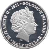 2021 SILVER PLATED HALF DOLLAR SOLOMON ISLANDS - SILVER WORLD COINS - Cambridgeshire Coins