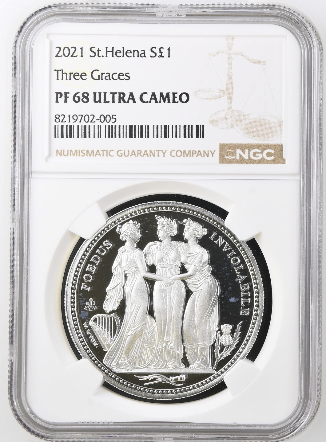 2021 SILVER PROOF £1 ST HELENA THREE GRACES PF 68 ULTRA CAMEO - NGC SILVER COINS - Cambridgeshire Coins