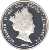 2021 SILVER PROOF £5 ALDERNEY - SILVER WORLD COINS - Cambridgeshire Coins