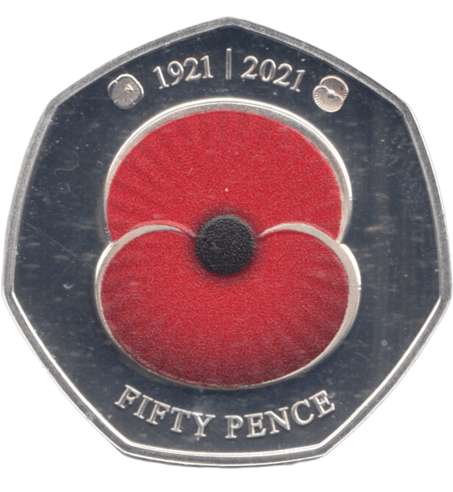 2021 SILVER PROOF 50 PENCE POPPY - 50P Silver Proof - Cambridgeshire Coins