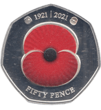 2021 SILVER PROOF 50 PENCE POPPY - 50P Silver Proof - Cambridgeshire Coins