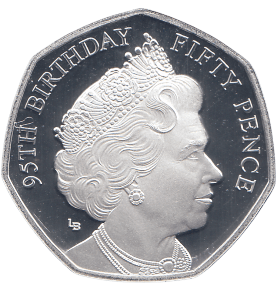 2021 SILVER PROOF 50 PENCE QUEENS 95TH BIRTHDAY - WORLD COINS - Cambridgeshire Coins