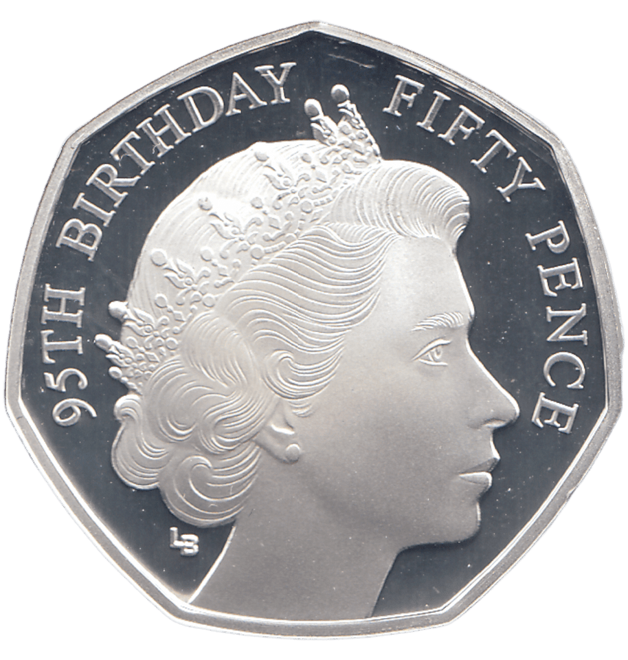 2021 SILVER PROOF 50 PENCE QUEENS 95TH BIRTHDAY - WORLD COINS - Cambridgeshire Coins