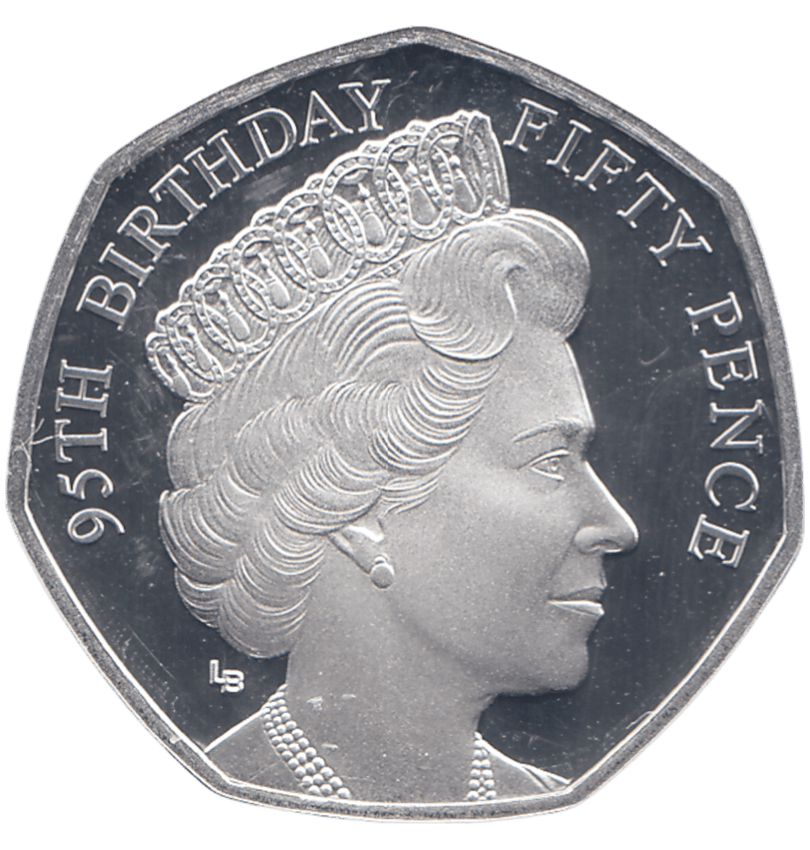 2021 SILVER PROOF 50 PENCE QUEENS 95TH BIRTHDAY - WORLD COINS - Cambridgeshire Coins