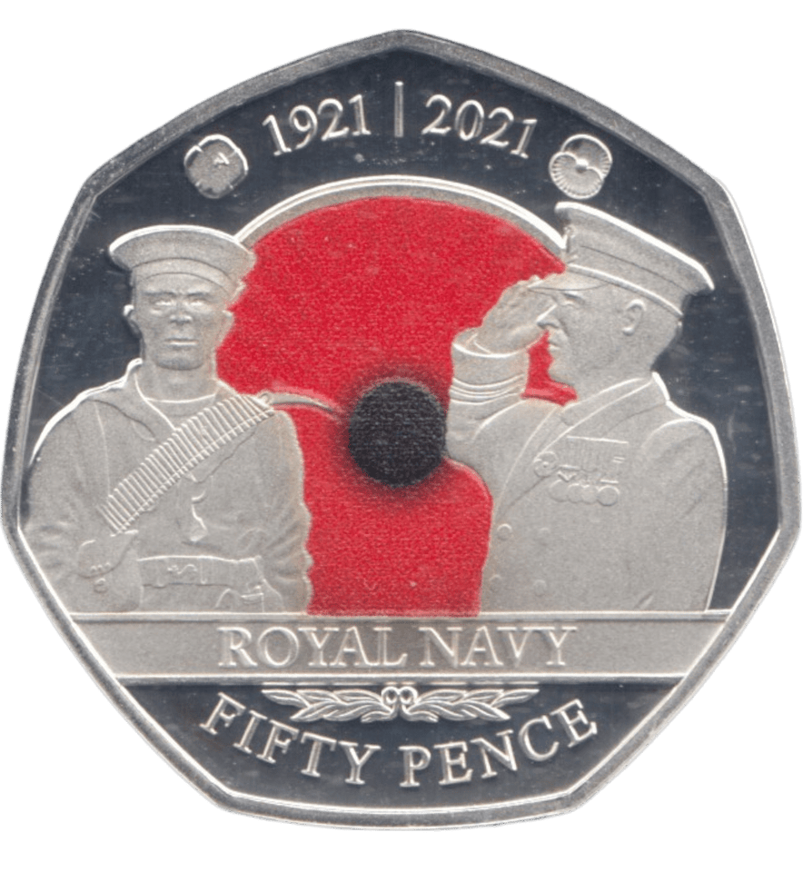 2021 SILVER PROOF 50 PENCE ROYAL NAVY - 50P Silver Proof - Cambridgeshire Coins