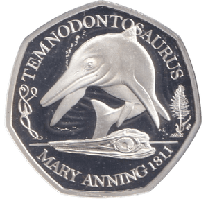 2021 SILVER PROOF 50P TEMNODONTOSAURUS - 50P Silver Proof - Cambridgeshire Coins