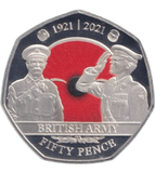 2021 SILVER PROOF COLOURED BRITISH ARMY POPPY BAILIWICK OF JERSEY 50P - 50P Silver Proof - Cambridgeshire Coins