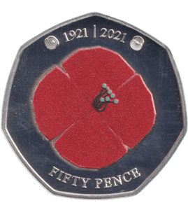 2021 SILVER PROOF COLOURED POPPY BAILIWICK OF JERSEY 50P - 50P Silver Proof - Cambridgeshire Coins