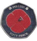 2021 SILVER PROOF COLOURED POPPY BAILIWICK OF JERSEY 50P - 50P Silver Proof - Cambridgeshire Coins
