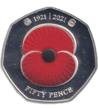 2021 SILVER PROOF COLOURED POPPY BAILIWICK OF JERSEY 50P - 50P Silver Proof - Cambridgeshire Coins