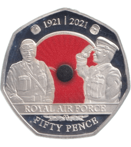 2021 SILVER PROOF COLOURED ROYAL AIR FORCE POPPY BAILIWICK OF JERSEY 50P - 50P Silver Proof - Cambridgeshire Coins