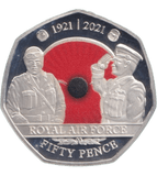 2021 SILVER PROOF COLOURED ROYAL AIR FORCE POPPY BAILIWICK OF JERSEY 50P - 50P Silver Proof - Cambridgeshire Coins