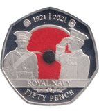 2021 SILVER PROOF COLOURED ROYAL NAVY POPPY BAILIWICK OF JERSEY 50P - 50P Silver Proof - Cambridgeshire Coins