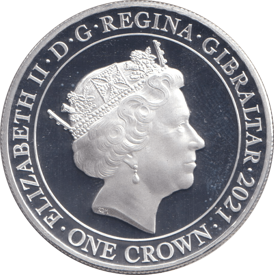 2021 SILVER PROOF ONE CROWN GIBRALTAR - HALFCROWN - SILVER WORLD COINS - Cambridgeshire Coins