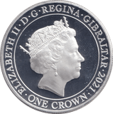 2021 SILVER PROOF ONE CROWN GIBRALTAR - HALFCROWN - SILVER WORLD COINS - Cambridgeshire Coins