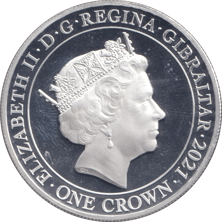 2021 SILVER PROOF ONE CROWN GIBRALTAR - ONE SHILLING - SILVER WORLD COINS - Cambridgeshire Coins