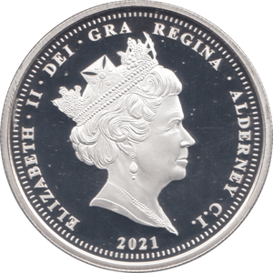 2021 SILVER PROOF R.N.L.I FIVE POUNDS ALDERNEY - SILVER WORLD COINS - Cambridgeshire Coins