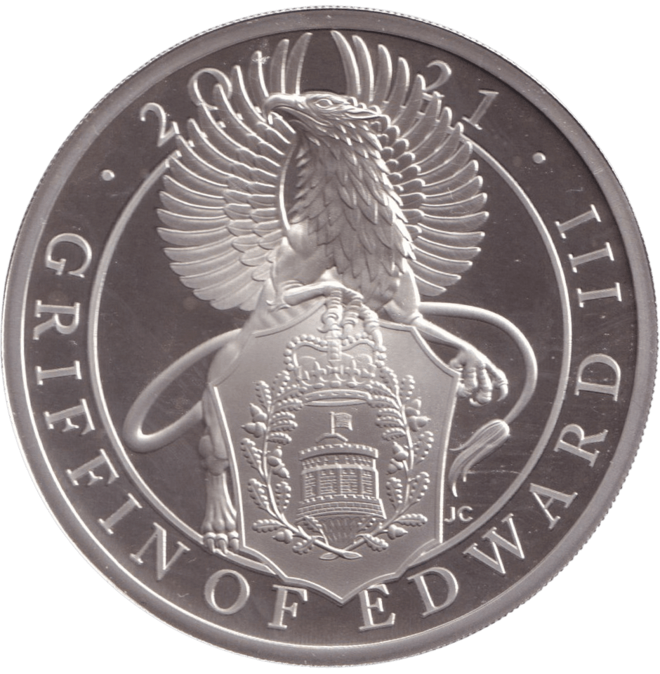 2021 SILVER PROOF TWO POUND QUEEN'S BEASTS GRIFFIN OF EDWARD III - SILVER WORLD COINS - Cambridgeshire Coins