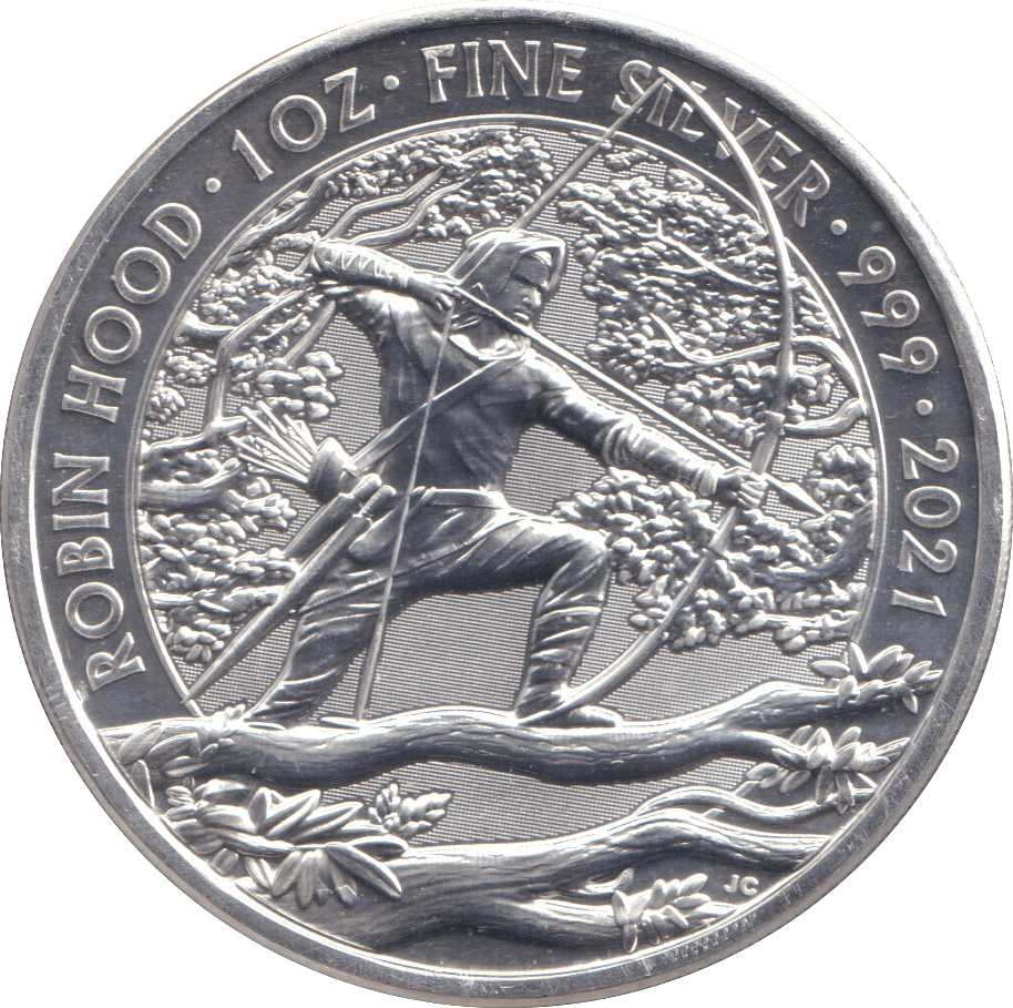 2021 SILVER PROOF TWO POUND ROBIN HOOD - SILVER WORLD COINS - Cambridgeshire Coins