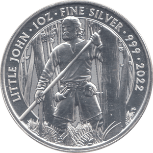 2022 1 OZ FINE SILVER 999 PROOF LITTLE JOHN 2 POUNDS - SILVER WORLD COINS - Cambridgeshire Coins