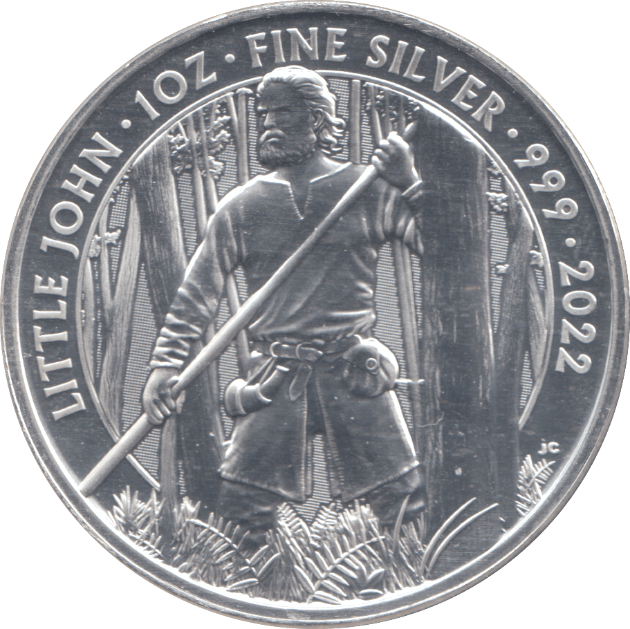 2022 1 OZ FINE SILVER 999 PROOF LITTLE JOHN 2 POUNDS - SILVER WORLD COINS - Cambridgeshire Coins