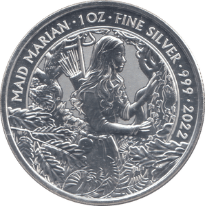 2022 1 OZ FINE SILVER 999 PROOF MAID MARIAN 2 POUNDS - SILVER WORLD COINS - Cambridgeshire Coins