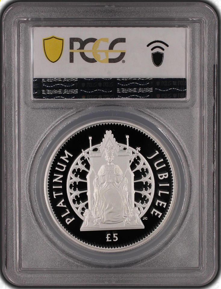 2022 2OZ SILVER FIVE POUND QUEEN'S PLATINUM JUBILEE PCGS PR70 ( PROOF ) - Cambridgeshire Coins