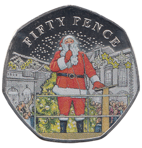 2022 50 PENCE BAILIWICK OF GUERNSEY CHRISTMAS COLOURED ( BU ) - WORLD COINS - Cambridgeshire Coins