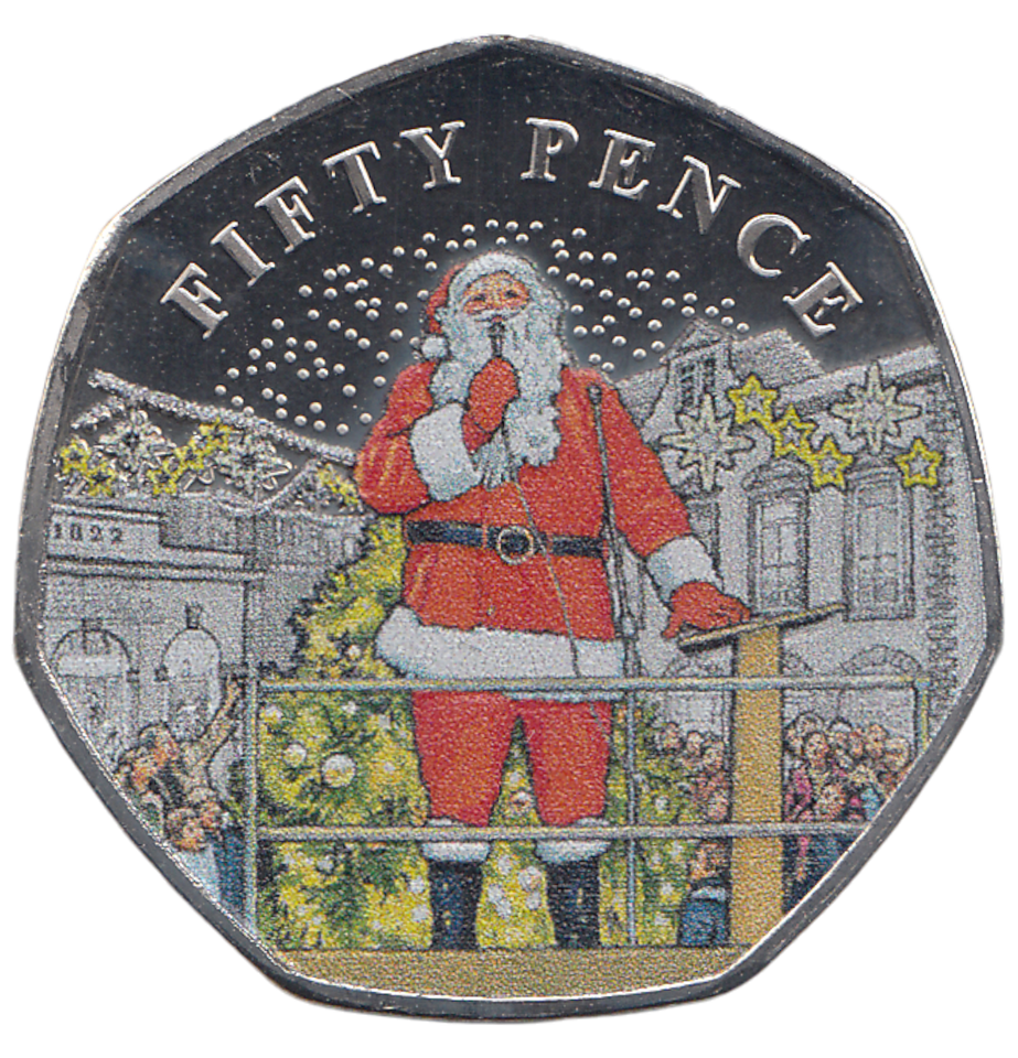 2022 50 PENCE BAILIWICK OF GUERNSEY CHRISTMAS COLOURED ( BU ) - WORLD COINS - Cambridgeshire Coins
