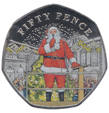 2022 50 PENCE BAILIWICK OF GUERNSEY CHRISTMAS COLOURED ( BU ) - WORLD COINS - Cambridgeshire Coins