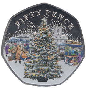 2022 50 PENCE BAILIWICK OF GUERNSEY CHRISTMAS COLOURED ( BU ) - WORLD COINS - Cambridgeshire Coins