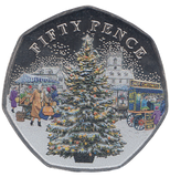 2022 50 PENCE BAILIWICK OF GUERNSEY CHRISTMAS COLOURED ( BU ) - WORLD COINS - Cambridgeshire Coins