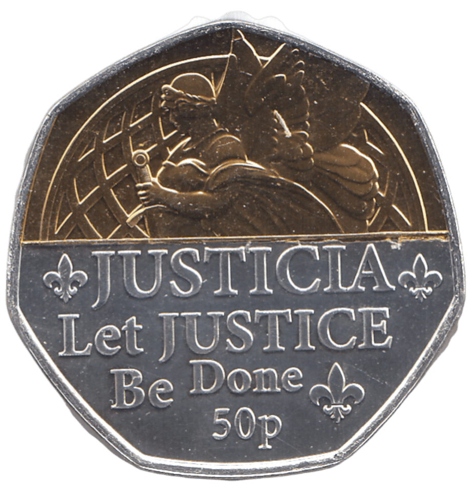 2022 50 PENCE JUSTICIA LET JUSTICE BE DONE ( BU ) - WORLD COINS - Cambridgeshire Coins