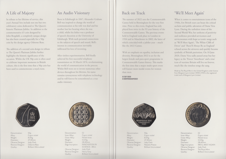 2022 BRILLIANT UNCIRCULATED ANNUAL COIN SET - Brilliant Uncirculated Year Sets - Cambridgeshire Coins