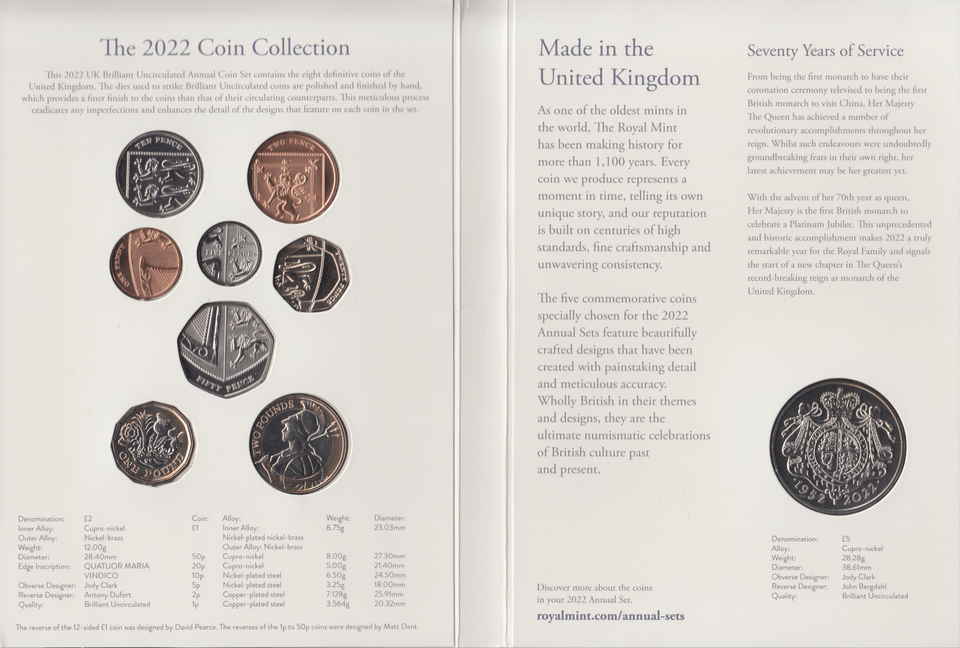 2022 BRILLIANT UNCIRCULATED ANNUAL COIN SET - Brilliant Uncirculated Year Sets - Cambridgeshire Coins