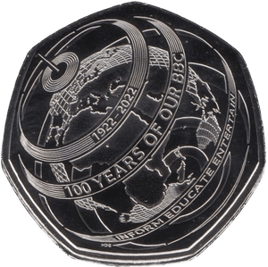 2022 FIFTY PENCE 50P BRILLIANT UNCIRCULATED 100 YEARS OF THE BBC - 50p BU - Cambridgeshire Coins