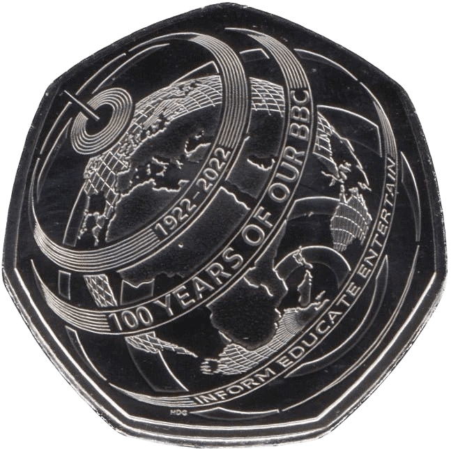 2022 FIFTY PENCE 50P BRILLIANT UNCIRCULATED 100 YEARS OF THE BBC - 50p BU - Cambridgeshire Coins