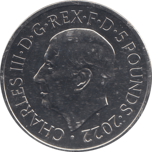 2022 FIVE POUND ELIZABETH REGINA ( BU ) - WORLD COINS - Cambridgeshire Coins