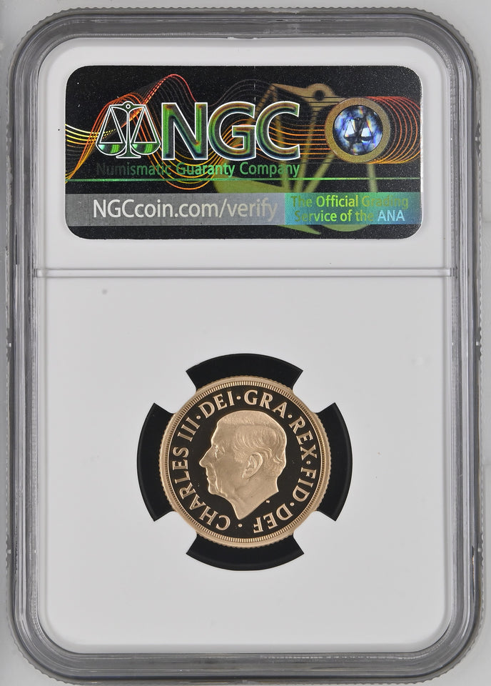 2022 GOLD 1 SOVEREIGN PIEDFORT QE II MEMORIAL PF 70 ULTRA CAMEO - NGC GOLD COINS - Cambridgeshire Coins