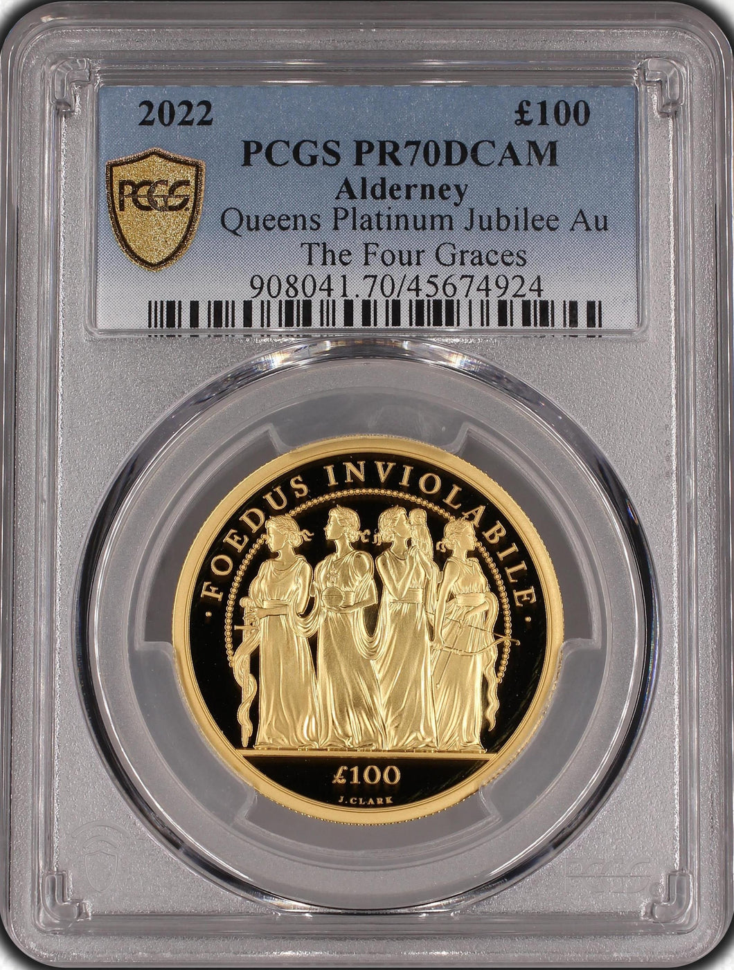 2022 GOLD £100 QUEENS PLATINUM JUBILEE THE FOUR GRACES PR70 - GOLD WORLD COINS - Cambridgeshire Coins