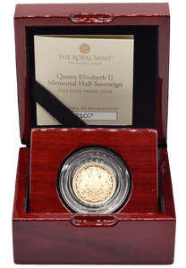 2022 GOLD MEMORIAL PROOF HALF SOVEREIGN BOXED - GOLD PROOF HALF SOVEREIGNS - Cambridgeshire Coins