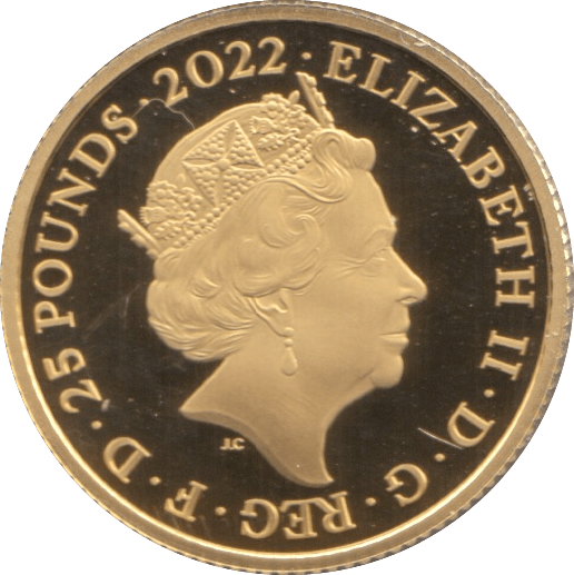 2022 GOLD PROOF 1/4 OUNCE QUEENS REIGN/COMMONWEALTH £25 COIN - GOLD BRITANNIAS - Cambridgeshire Coins
