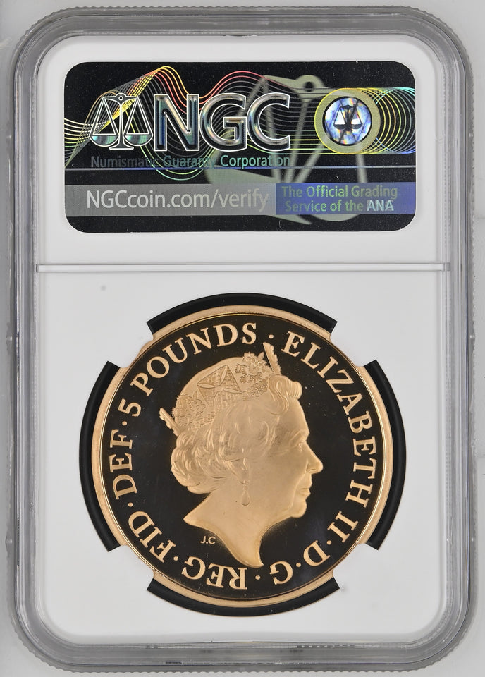 2022 GOLD PROOF £5 QUEEN ELIZABETH II PLATINUM JUBILEE (NGC) PF 69 ULTRA CAMEO - NGC GOLD COINS - Cambridgeshire Coins