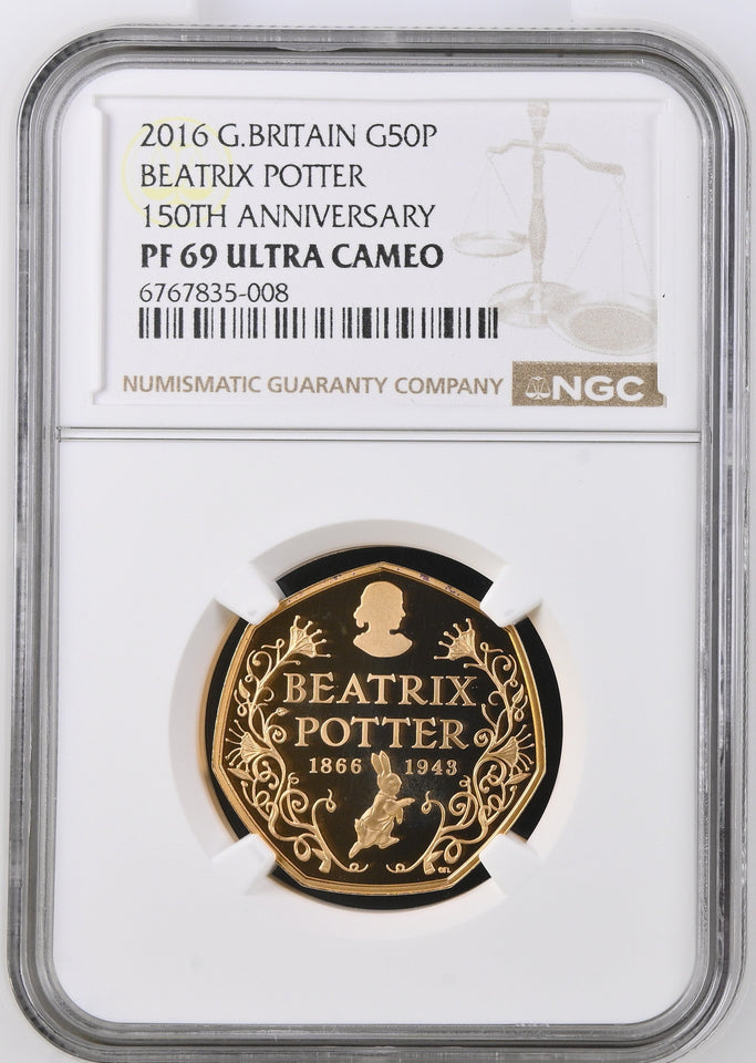 2022 GOLD PROOF 50P BEATRIX POTTER 150TH ANNIVERSARY ULTRA CAMEO PF 69 - NGC GOLD 50P - Cambridgeshire Coins