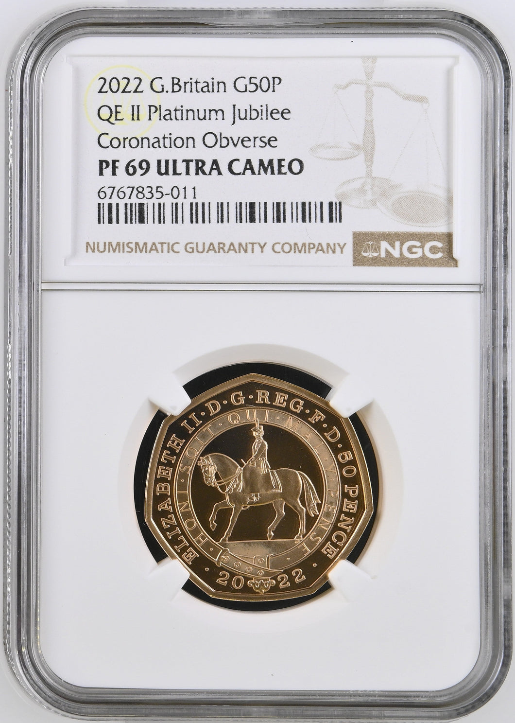 2022 GOLD PROOF 50P PLATINUM JUBILEE CORONATION OBSERVE ULTRA CAMEO PF 69 - NGC GOLD 50P - Cambridgeshire Coins
