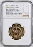 2022 GOLD PROOF 50P PLATINUM JUBILEE CORONATION OBSERVE ULTRA CAMEO PF 69 - NGC GOLD 50P - Cambridgeshire Coins