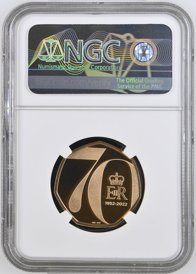 2022 GOLD PROOF 50P PLATINUM JUBILEE CORONATION OBSERVE ULTRA CAMEO PF 69 - NGC GOLD 50P - Cambridgeshire Coins